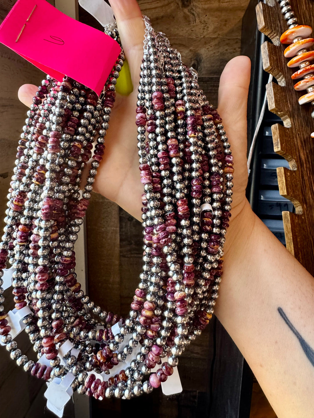 18-Inch Sterling Silver Pearl Necklace with Deep Purple Spiny Oyster – (5mm) Necklaces Shopify Collective The Bijoux FAB Jewelry The Bijoux FAB Jewelry
