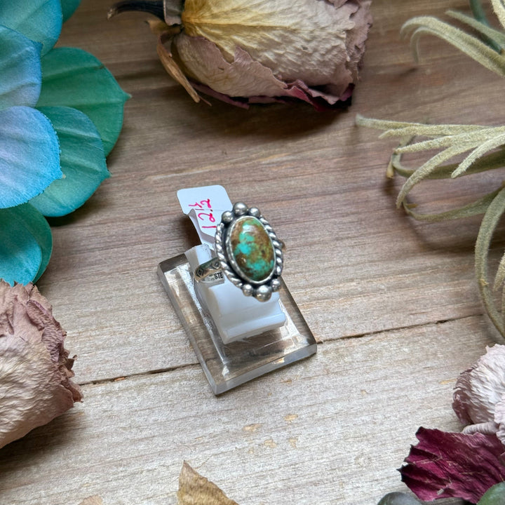 125 - Sterling Silver Royston Turquoise Medicine Man Eye Stamped Stacking Ring by Jason Ogg Ring Shopify Collective The Bijoux FAB Jewelry The Bijoux FAB Jewelry