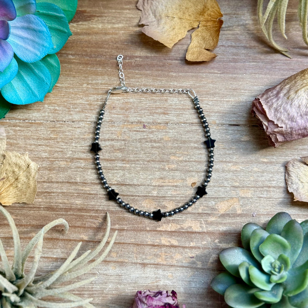 Black Onyx Star Bracelet – Sterling Silver Pearls Bracelets Shopify Collective The Bijoux FAB Jewelry The Bijoux FAB Jewelry
