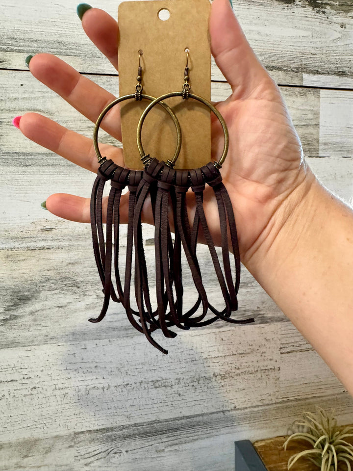 10 options Deer Skin Leather Hoop Earrings – 6.5" – Final Edition – USA Made Earrings Shopify Collective The Bijoux FAB Jewelry The Bijoux FAB Jewelry