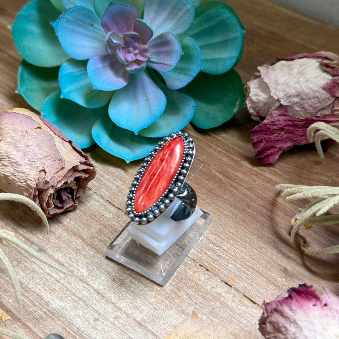 MJ Red Spiny Ring – Sterling Silver Ring Shopify Collective The Bijoux FAB Jewelry The Bijoux FAB Jewelry