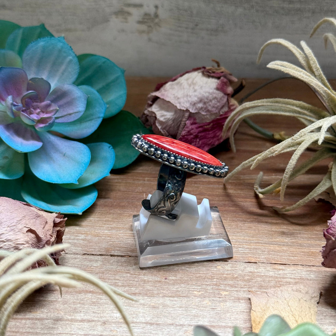 MJ Red Spiny Ring – Sterling Silver Ring Shopify Collective The Bijoux FAB Jewelry The Bijoux FAB Jewelry
