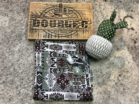 Silk Green Brown Aztec Print Wild Rag CXX7207028 WildRag Cinch