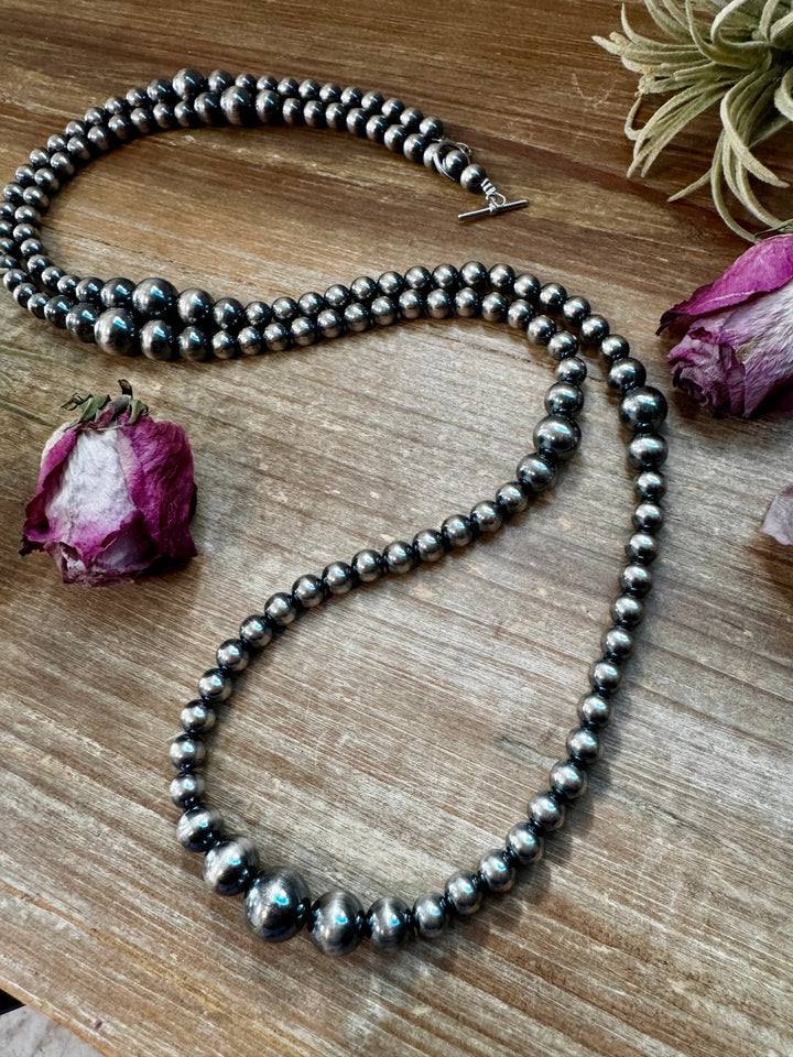 NFR Collection Necklace – Graduated Sterling Silver Pearls 8mm to 14mm 46.5" Necklaces Shopify Collective The Bijoux FAB Jewelry The Bijoux FAB Jewelry