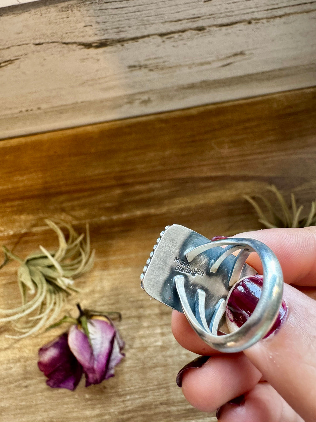 Purple Dahlia Ring – Sterling Silver – Native Made by M. Spencer – Size 8 ring Shopify Collective The Bijoux FAB Jewelry The Bijoux FAB Jewelry