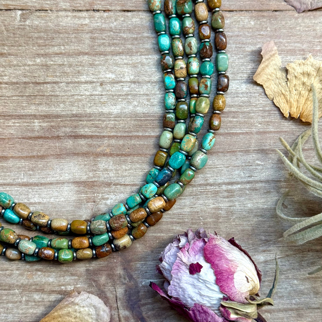 18” Turquoise Tube Necklace – Sterling Silver & Hematite Necklaces Shopify Collective The Bijoux FAB Jewelry The Bijoux FAB Jewelry