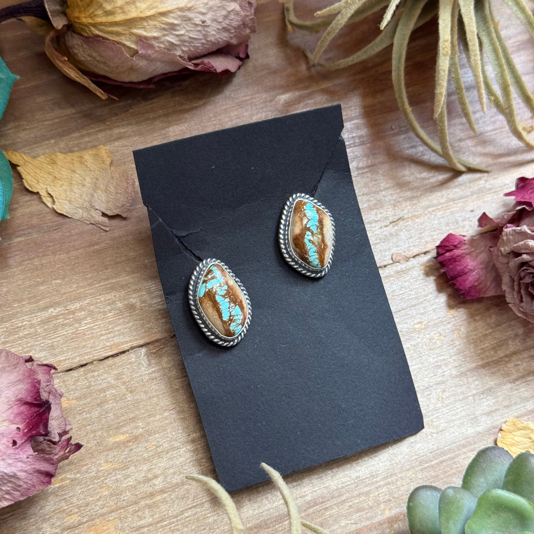 29 - Sterling Silver Ribbon Royston Turquoise Stud Earrings by Jason Ogg Earrings Shopify Collective The Bijoux FAB Jewelry The Bijoux FAB Jewelry