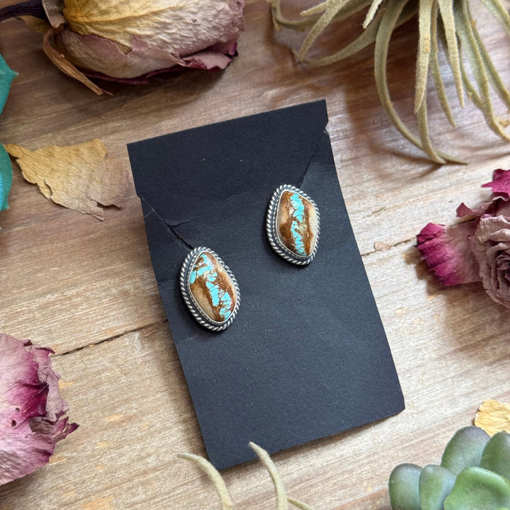 29 - Sterling Silver Ribbon Royston Turquoise Stud Earrings by Jason Ogg Earrings Shopify Collective The Bijoux FAB Jewelry The Bijoux FAB Jewelry