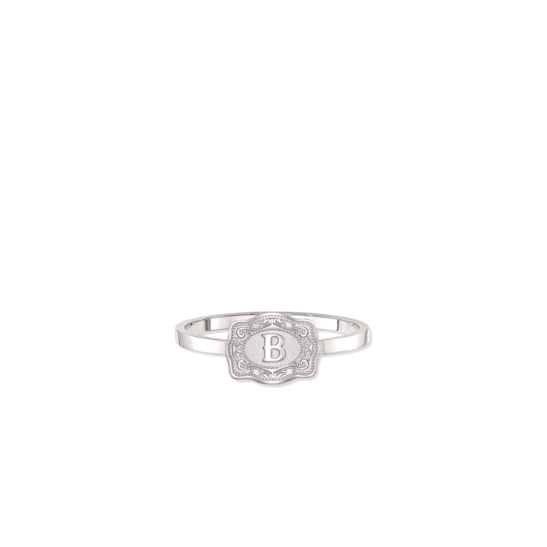 NEW SpurWest Ultra Mini Belt Buckle Ring (Initial) - Silver B 6 Silver SpurWest