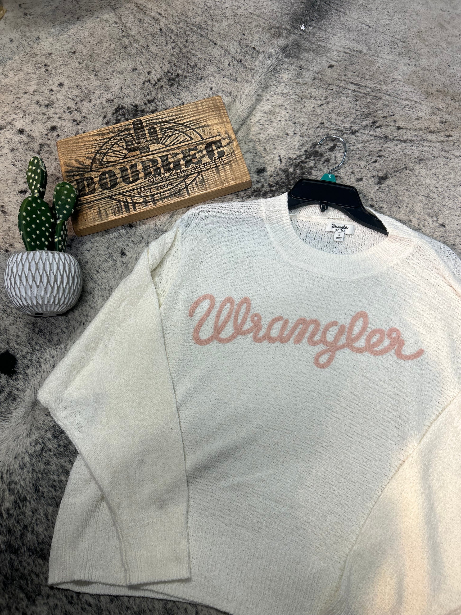 Wrangler Retro® Vintage Crew Sweater - White Shirts Wrangler