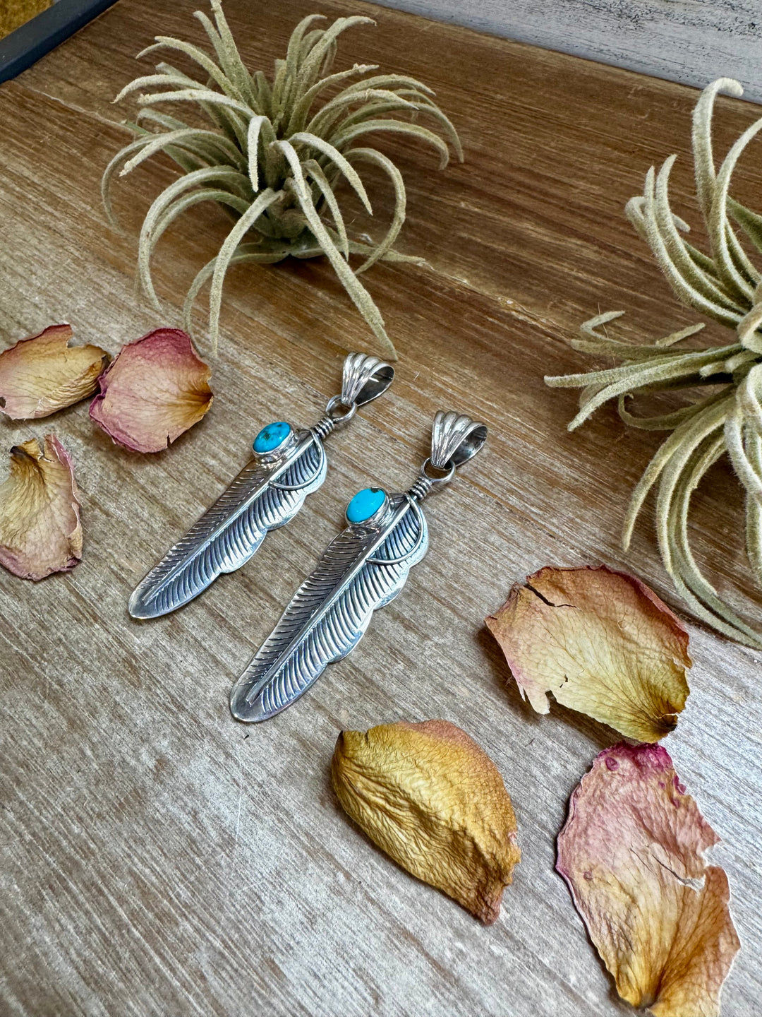 Feather Pendant – Kingman Turquoise & Sterling Silver Pendant Shopify Collective The Bijoux FAB Jewelry The Bijoux FAB Jewelry