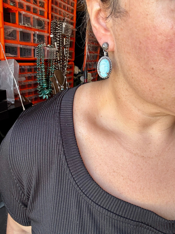 Golden Hill Turquoise Dangle Earrings – Sterling Silver, Post Style, USA Made Earrings Shopify Collective The Bijoux FAB Jewelry The Bijoux FAB Jewelry