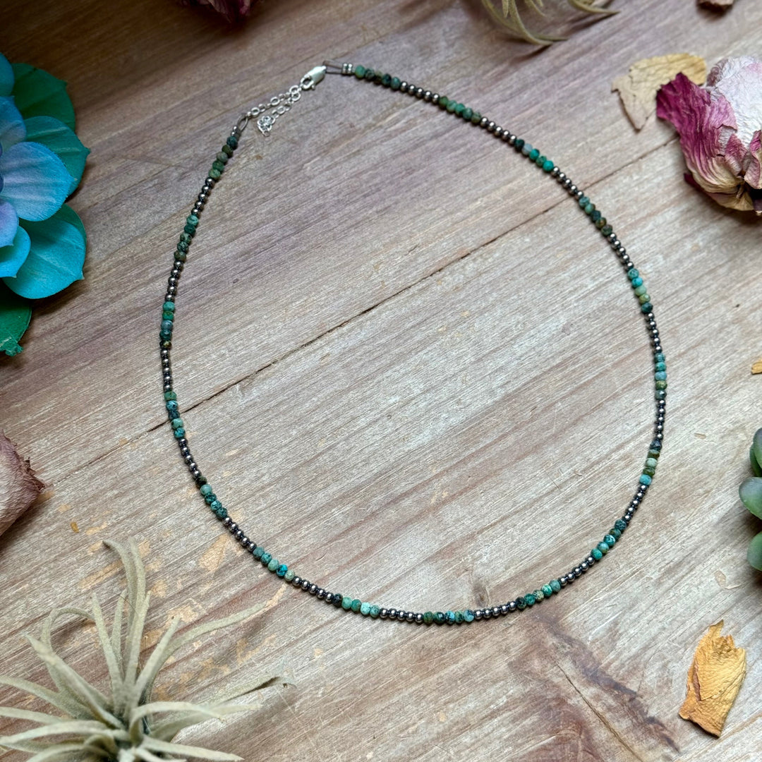 Faceted African Turquoise Necklace – 19" – 3mm Necklaces Shopify Collective The Bijoux FAB Jewelry The Bijoux FAB Jewelry