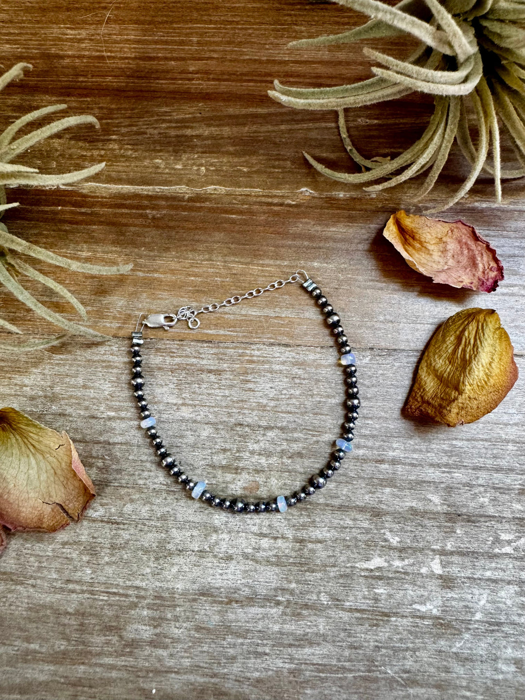 White Opal & Sterling Silver Pearl Bracelet Bracelets Shopify Collective The Bijoux FAB Jewelry The Bijoux FAB Jewelry