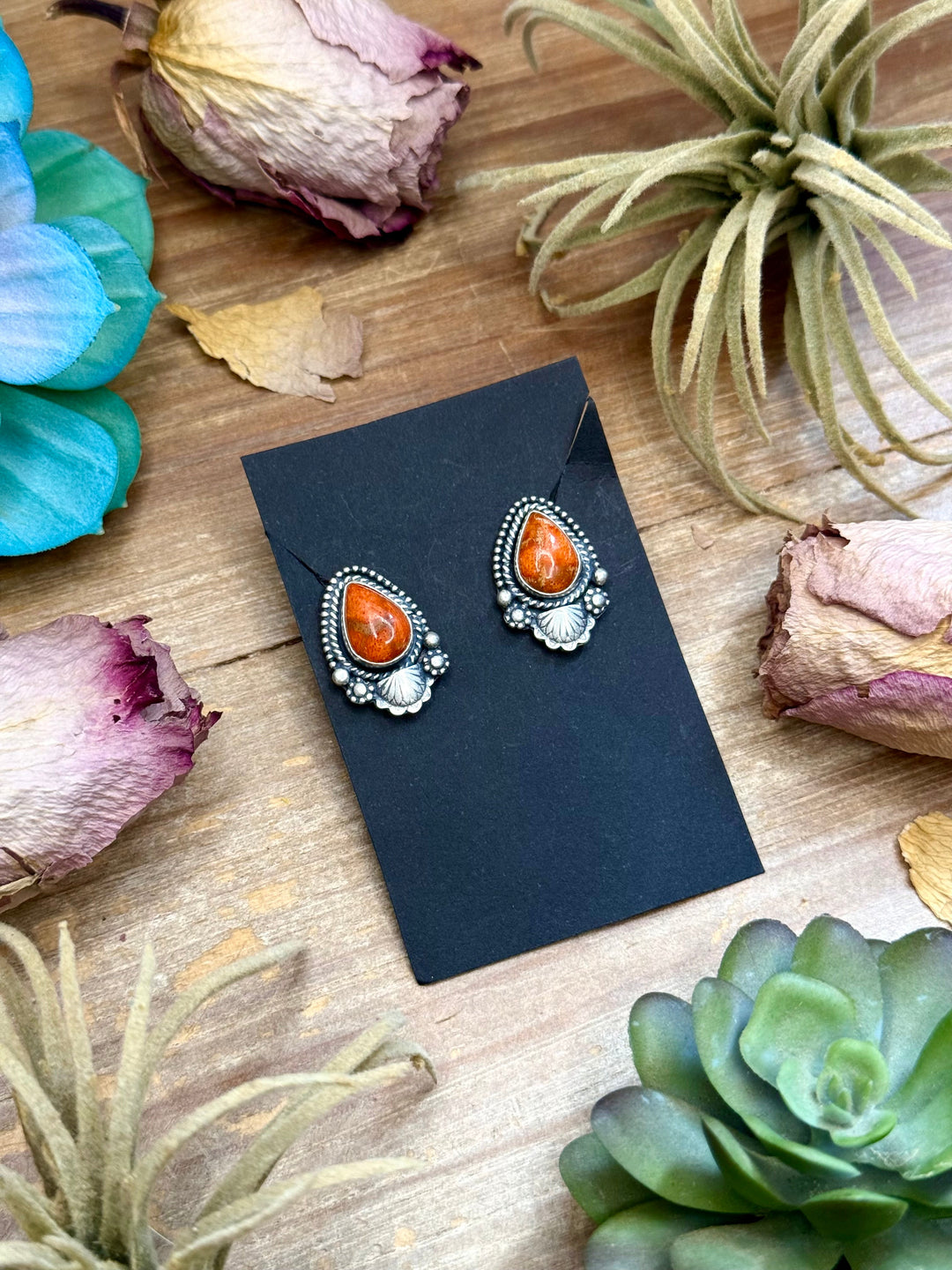60 - Sterling Silver Apple Coral Stud Earrings by Shay Pfeiffer Earrings Shopify Collective The Bijoux FAB Jewelry The Bijoux FAB Jewelry