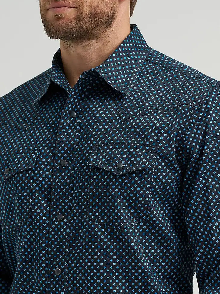 Men's Wrangler® Retro® Premium Long Sleeve Western Snap Printed Shirt 112369616 Shirt ariat Men's Wrangler Wrangler