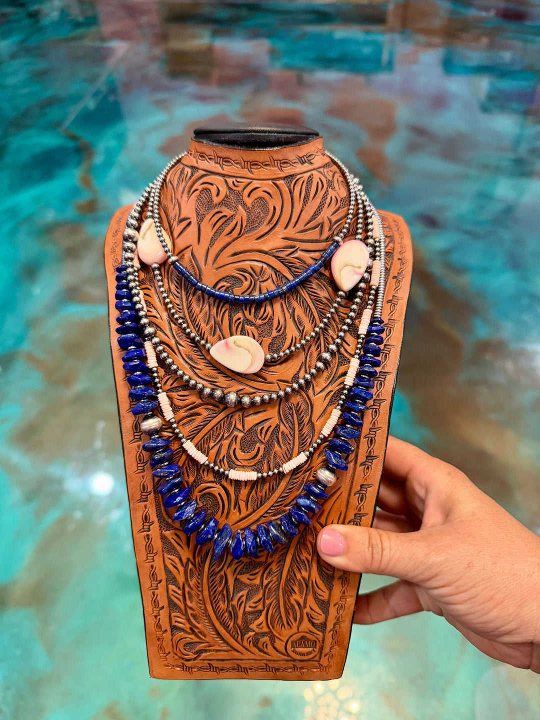 Lapis & Pink Conch Sterling Silver Set set Shopify Collective The Bijoux FAB Jewelry The Bijoux FAB Jewelry