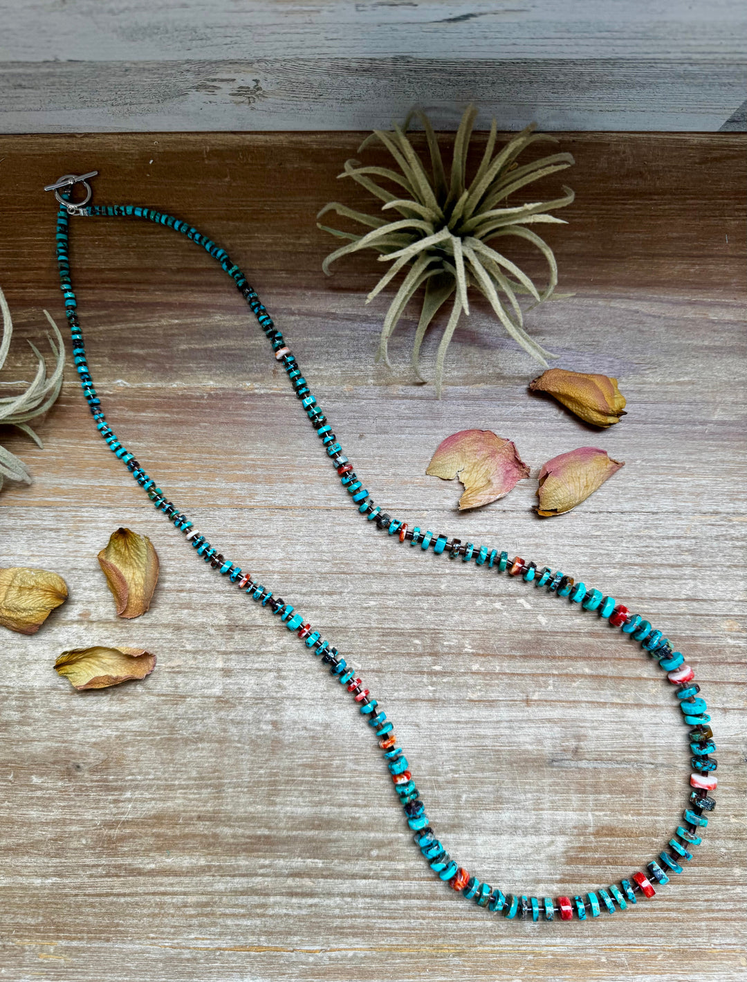 26” Dark Blue Rondelle Turquoise & Spiny Oyster Necklace Necklaces Shopify Collective The Bijoux FAB Jewelry The Bijoux FAB Jewelry