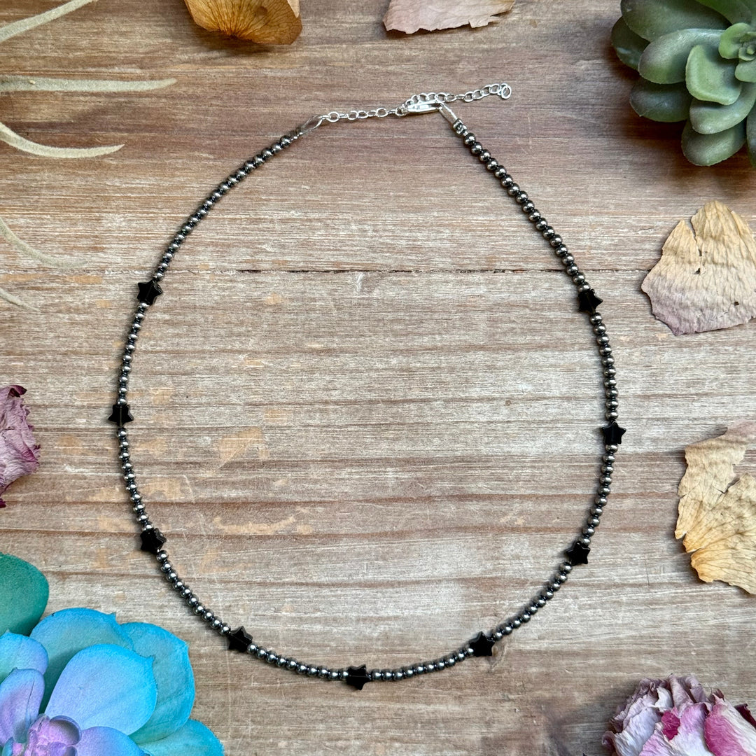 15” Black Onyx Star Necklace – Sterling Silver Pearls Necklaces Shopify Collective The Bijoux FAB Jewelry The Bijoux FAB Jewelry