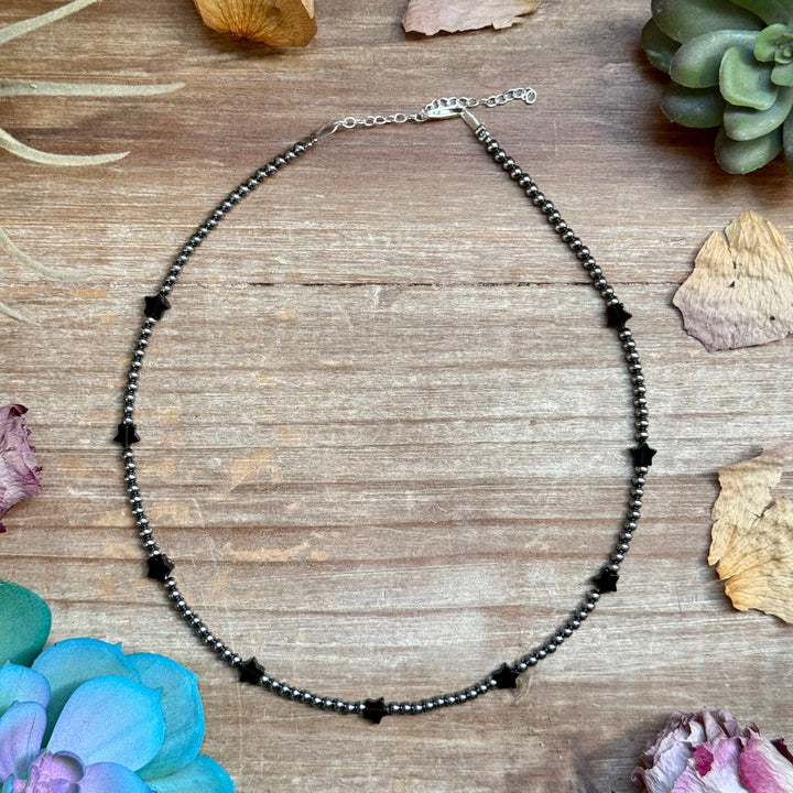 15” Black Onyx Star Necklace – Sterling Silver Pearls Necklaces Shopify Collective The Bijoux FAB Jewelry The Bijoux FAB Jewelry