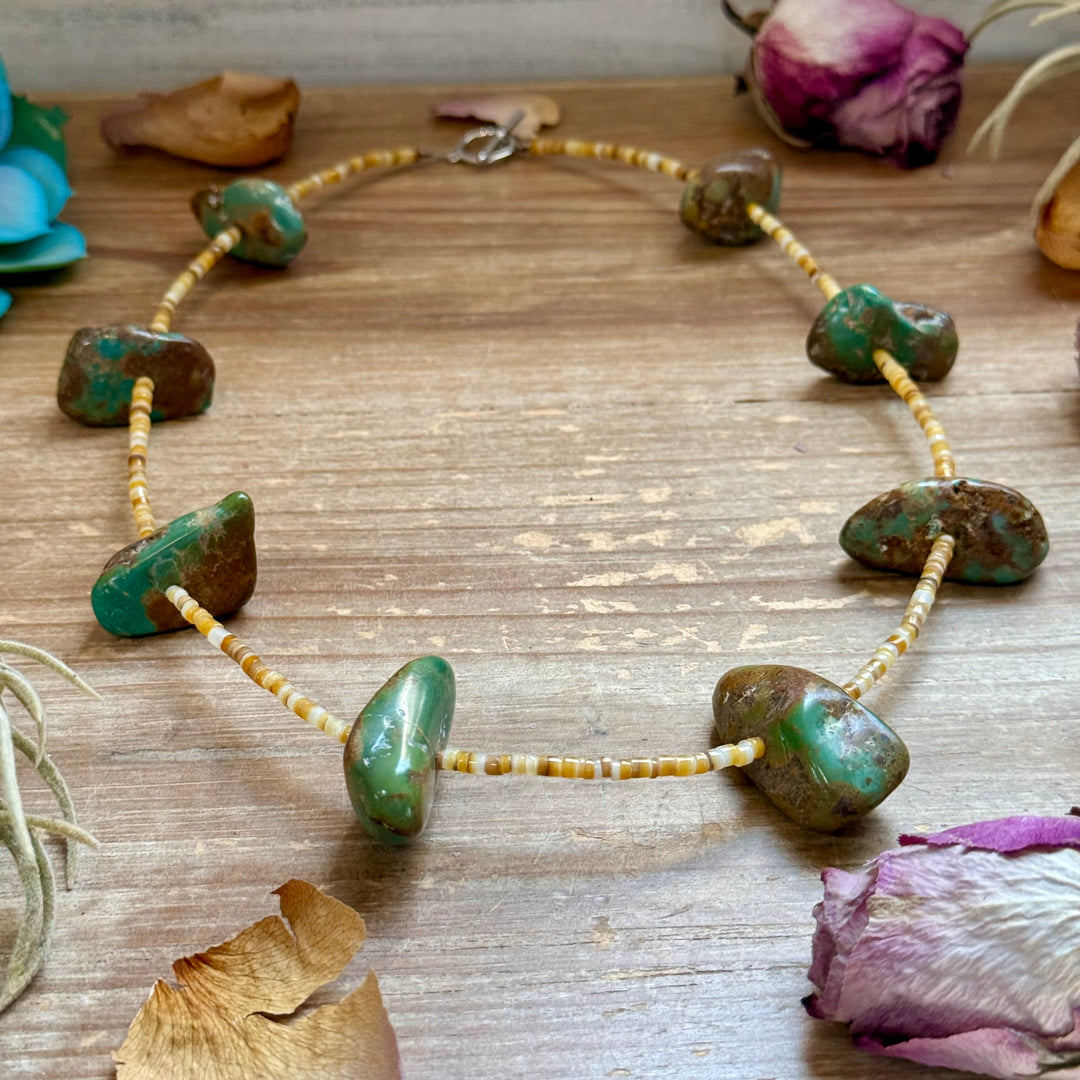 22” Chunky Turquoise & Shell Heishi Necklace Necklaces Shopify Collective The Bijoux FAB Jewelry The Bijoux FAB Jewelry