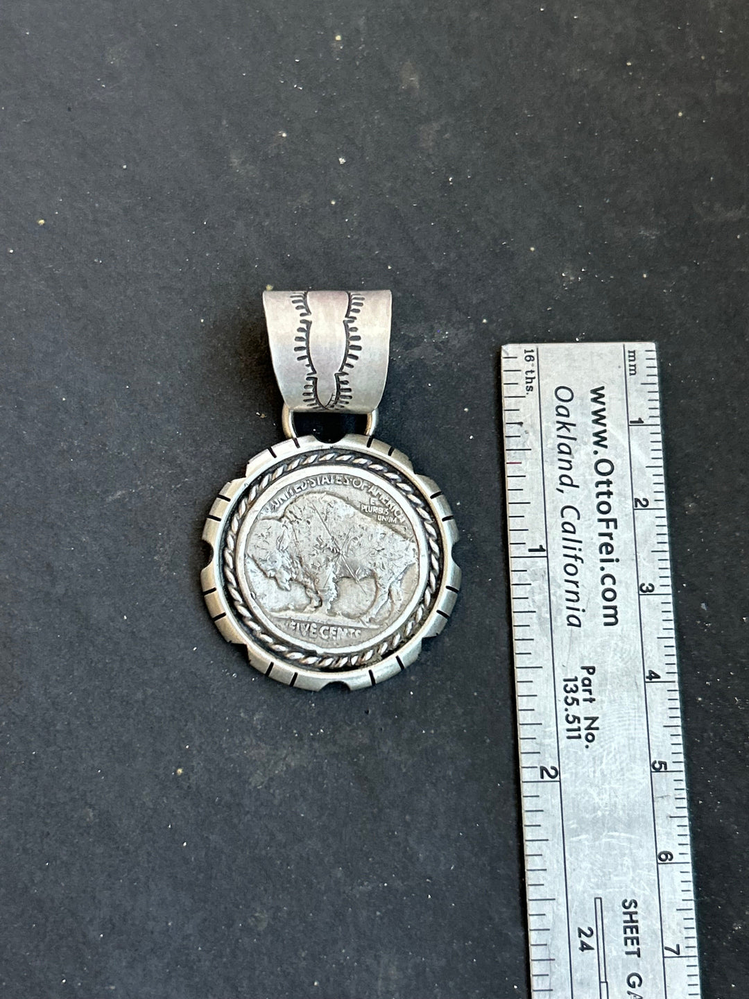 Sterling Silver Buffalo Nickel Pendant – Rope Border – Artist Jason Ogg Pendant Shopify Collective The Bijoux FAB Jewelry The Bijoux FAB Jewelry