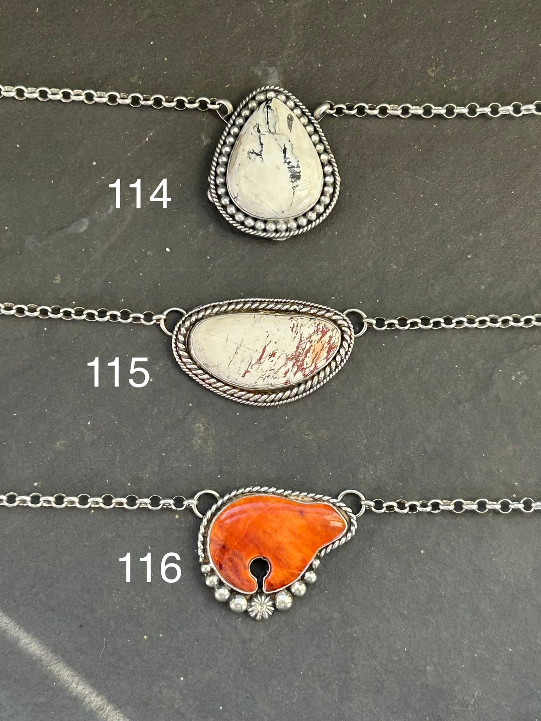 116 - Sterling Silver Orange Spiny Oyster Bear Fixed Chain Necklace by Jason Ogg Necklaces Shopify Collective The Bijoux FAB Jewelry The Bijoux FAB Jewelry