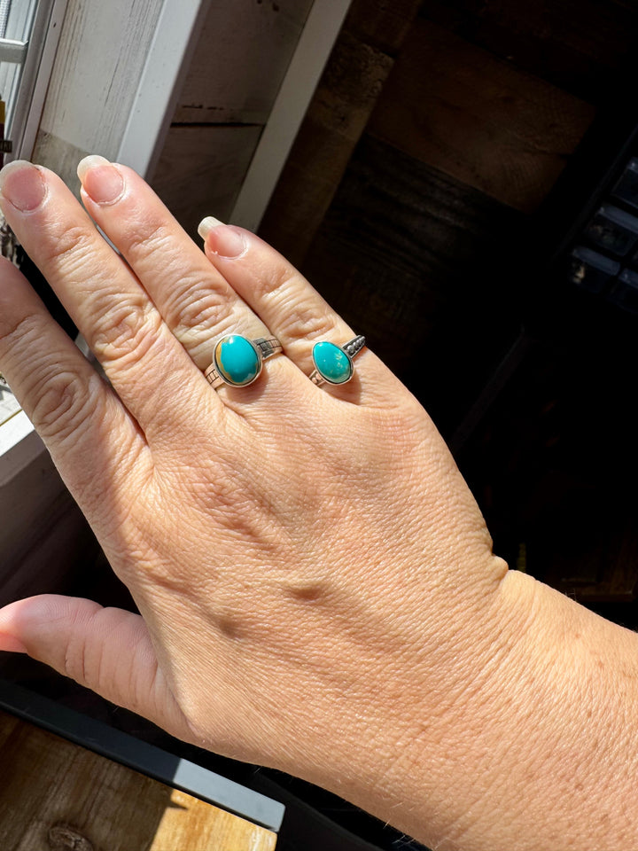Kingman Turquoise Ring – Sterling Silver – Wedding Band Style - pick your size ring Shopify Collective The Bijoux FAB Jewelry The Bijoux FAB Jewelry