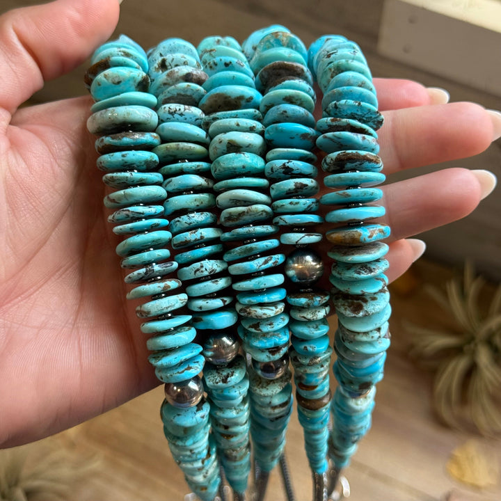23” Ice Blue Turquoise Graduated Necklace – Sterling Silver & Hematite Necklaces Shopify Collective The Bijoux FAB Jewelry The Bijoux FAB Jewelry