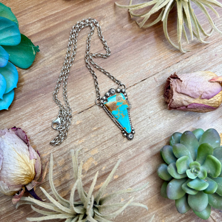 106 - Sterling Silver Kingman Turquoise Lightning Bolt Fixed Chain Necklace by Jason Ogg Necklaces Shopify Collective The Bijoux FAB Jewelry The Bijoux FAB Jewelry