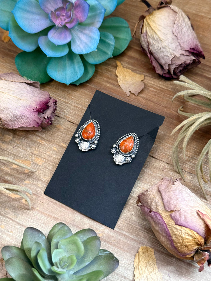 60 - Sterling Silver Apple Coral Stud Earrings by Shay Pfeiffer Earrings Shopify Collective The Bijoux FAB Jewelry The Bijoux FAB Jewelry