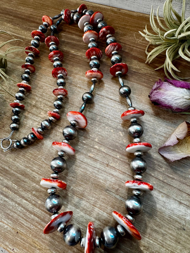 NFR Collection Necklace – Graduated Spiny Oyster & Sterling Silver Pearls 45" Necklaces Shopify Collective The Bijoux FAB Jewelry The Bijoux FAB Jewelry