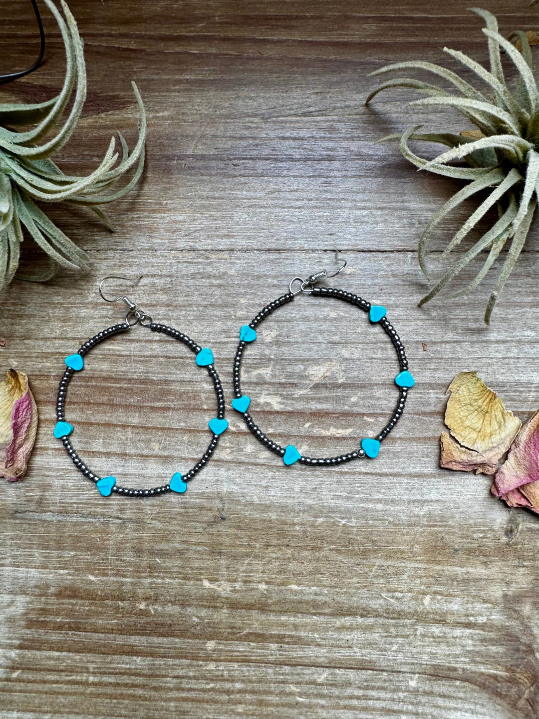Turquoise Verasite heart hoops earrings Shopify Collective The Bijoux FAB Jewelry The Bijoux FAB Jewelry