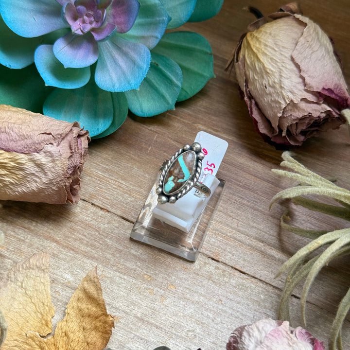 133 - Sterling Silver Ribbon Royston Turquoise Medicine Man Eye Stamped Stacking Ring by Jason Ogg Ring Shopify Collective The Bijoux FAB Jewelry The Bijoux FAB Jewelry