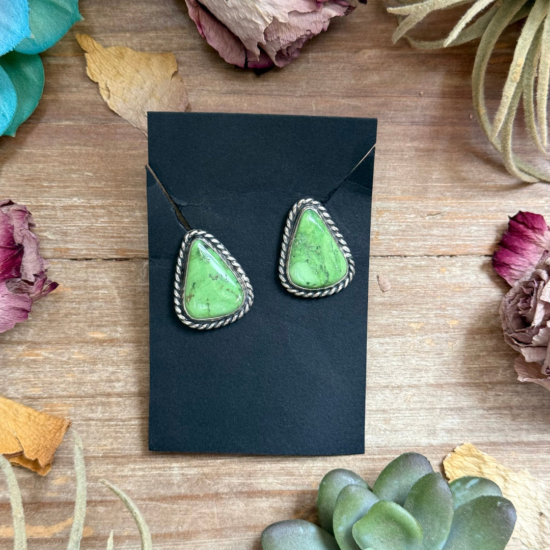 Sterling Silver High Grade Carico Lake Turquoise Stud Earrings – Handmade by Artist Jason Ogg Earrings Shopify Collective The Bijoux FAB Jewelry The Bijoux FAB Jewelry