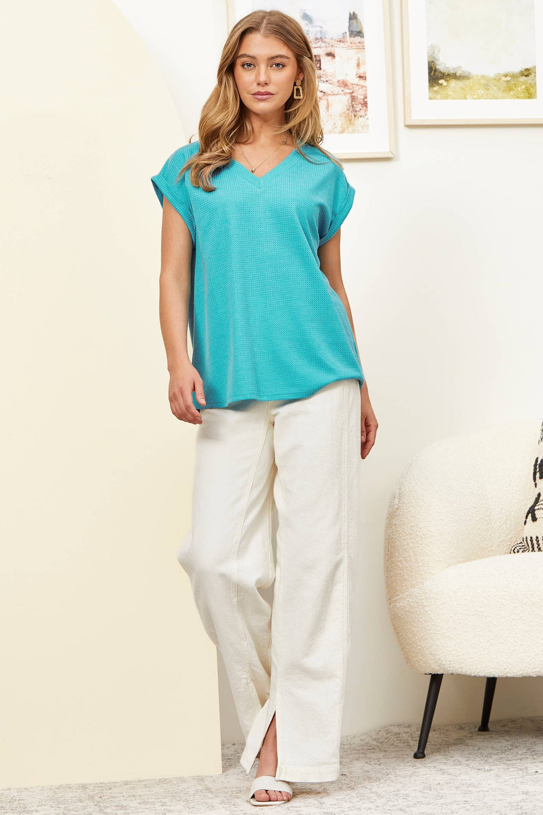 Thermal Two-Tone Top Black/Teal Shirt 20% off Women's Andrée by Unit