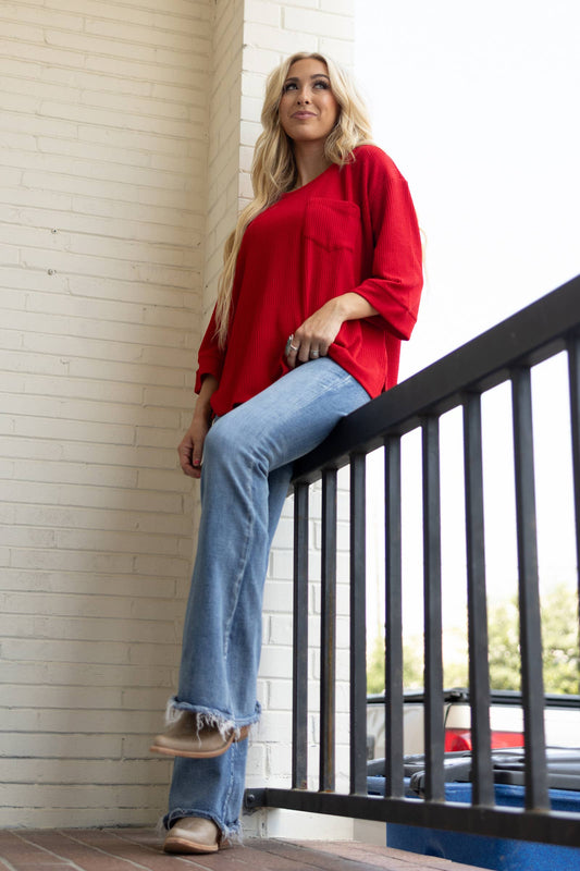 Ribbed 3/4 Sleeve Knit Top Andrée by Unit