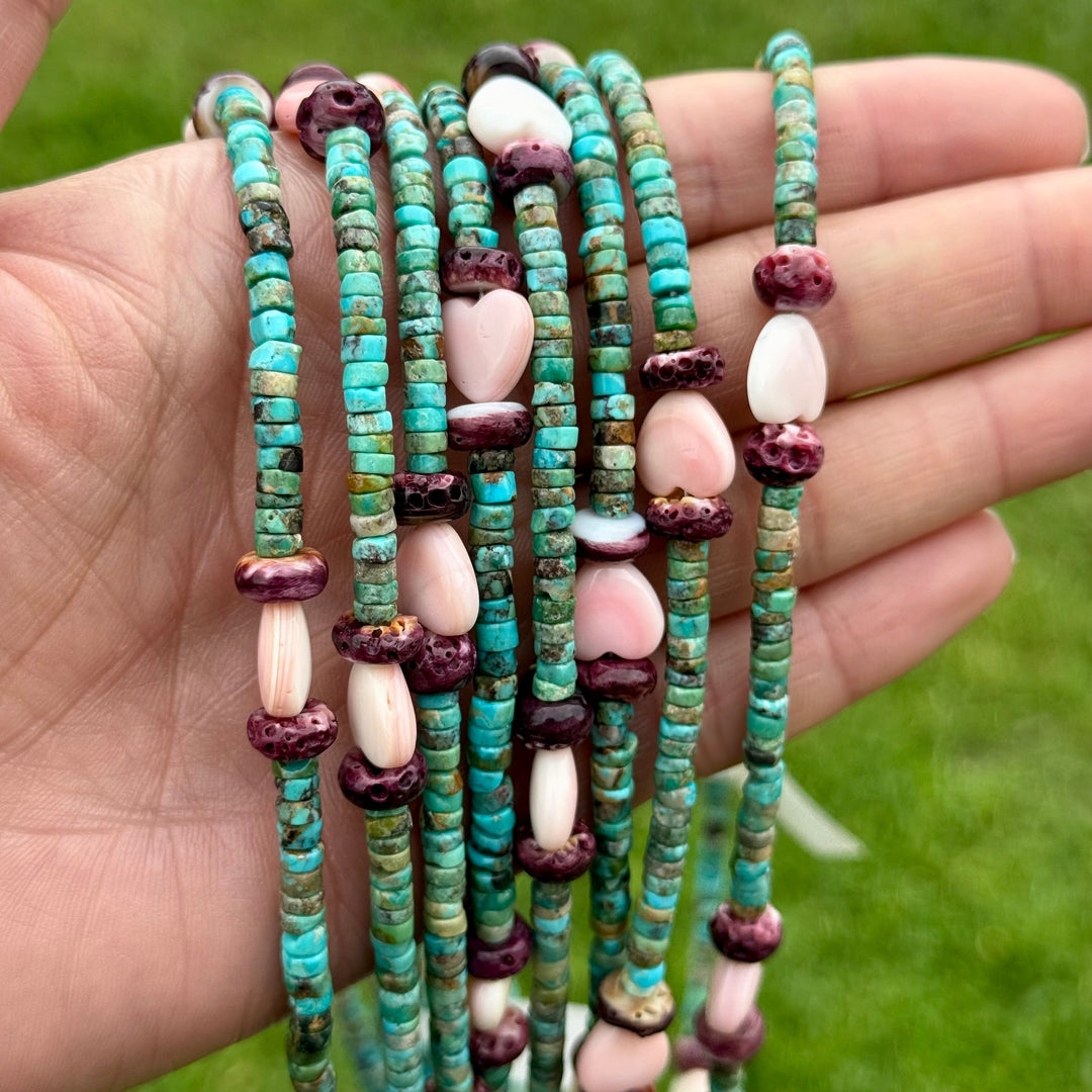 Color Pop Summer Necklace – Turquoise, Purple Spiny & Pink Conch 16" Necklaces Shopify Collective The Bijoux FAB Jewelry The Bijoux FAB Jewelry