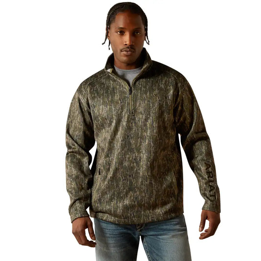 Men's Caldwell Logo 1/4 Zip Sweater Green Treebark Camo - 10062622 Sweatshirt ariatmens Ariat