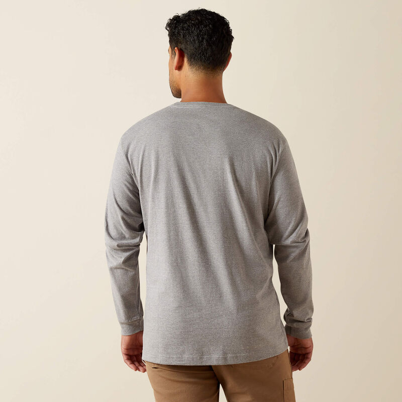 MNS Rebar Cotton Strong Standard Pocket T-Shirt HEATHER GREY 10062748 Long Sleeve T Shirt ariatmens Ariat