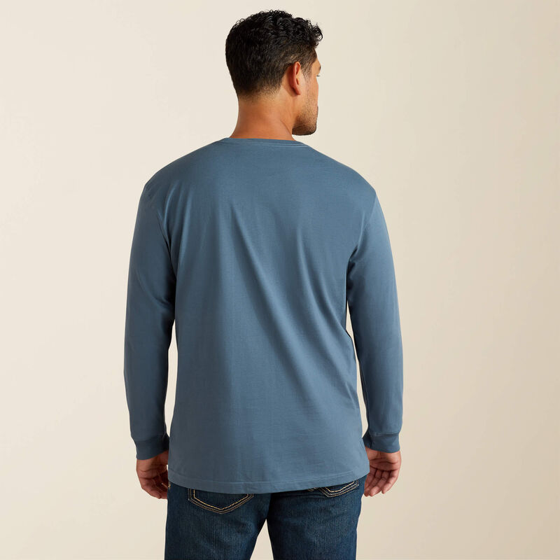 MNS Rebar Cotton Strong Standard Logo Pocket T-Shirt ORION BLUE/DUSTY BLUE 10062761 Long Sleeve T Shirt ariatmens Ariat