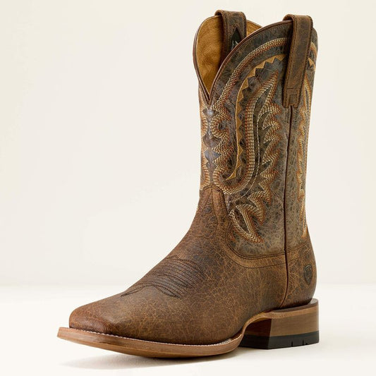 MNS Rock Ridge Wide Square Toe Western Boot SADDLE BROWN BISON 10063783 Boots Ariat