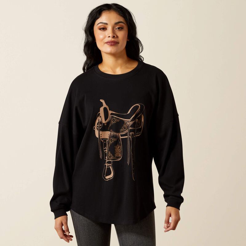 WMS Canvas Oversized T-Shirt BLACK 10065867 Shirts ariat Women's Ariat