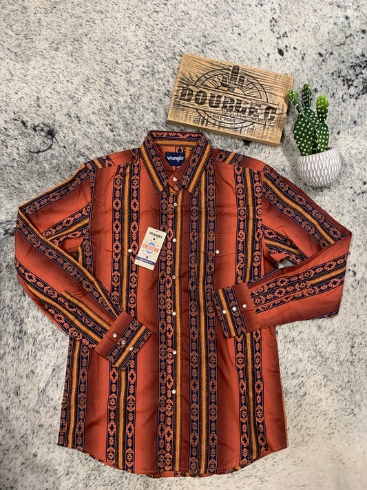 WRANGLER ORANGE CHECOTAH PRINT - MENS SHIRT Shirts & Tops Wrangler