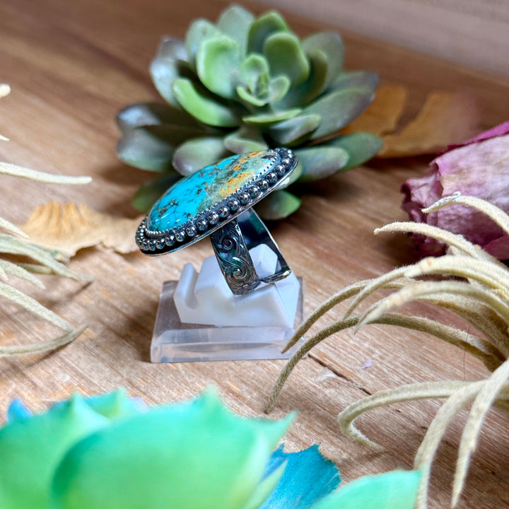 MJ Turquoise Ring – Sterling Silver Adjustable Band Ring Shopify Collective The Bijoux FAB Jewelry The Bijoux FAB Jewelry