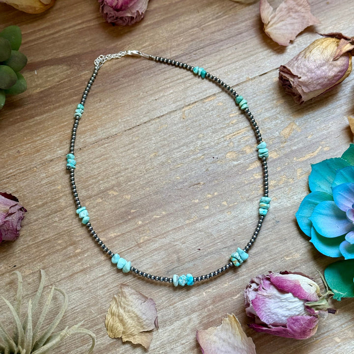 16.5” Sky Blue Lone Mountain Turquoise Nugget Necklace – 3mm Sterling Silver Pearls Necklaces Shopify Collective The Bijoux FAB Jewelry The Bijoux FAB Jewelry