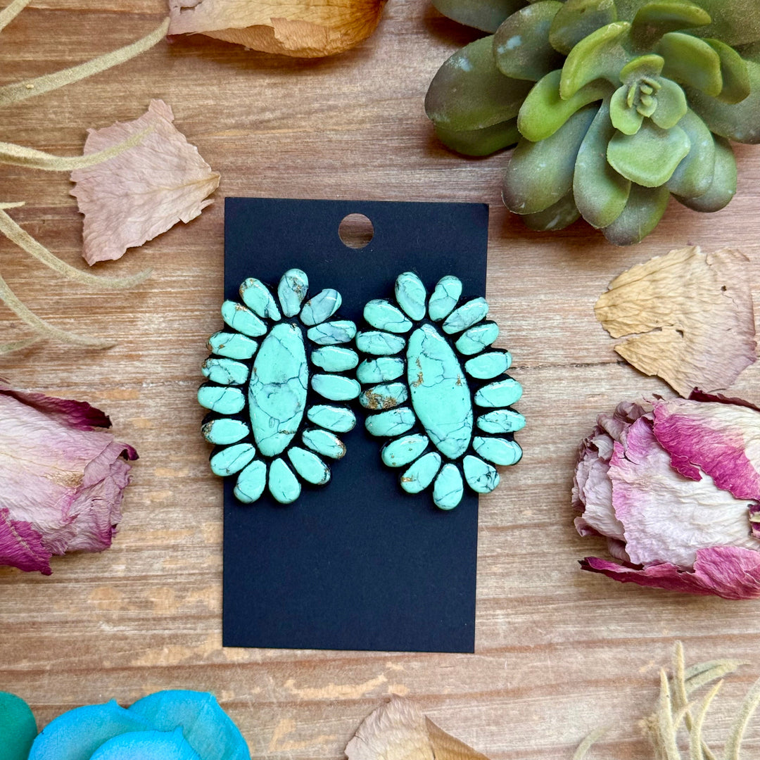 Mint Concho Large Clay Stud Earrings Earrings Shopify Collective The Bijoux FAB Jewelry The Bijoux FAB Jewelry