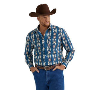112344419 - Checotah® Western Long Sleeve Shirt - Blue