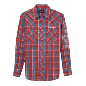 112344433 - Wrangler® Logo Long Sleeve Shirt - Red