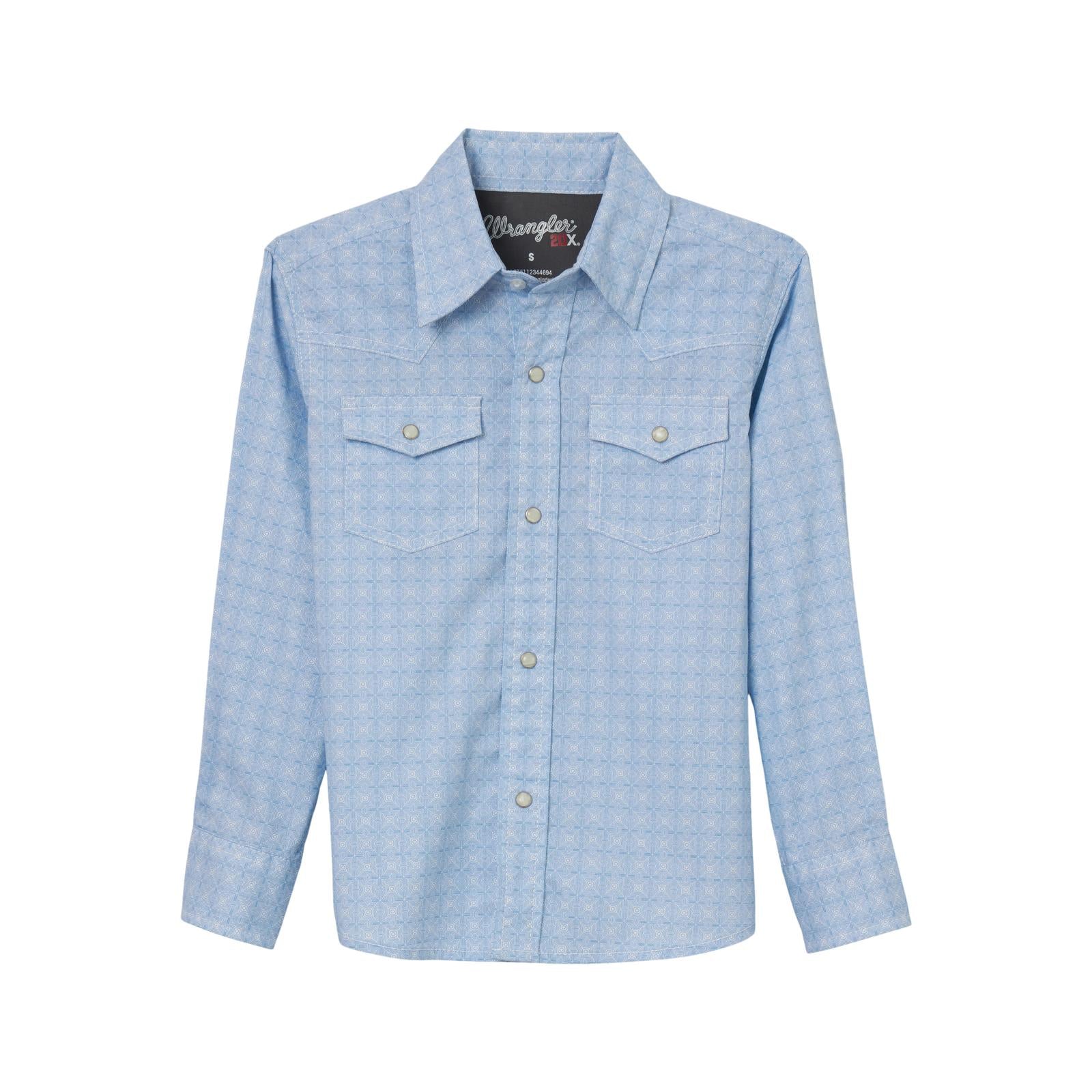 112344694 - Boys Wrangler® 20X® Competition - Advanced Comfort Shirt - Blue Wrangler